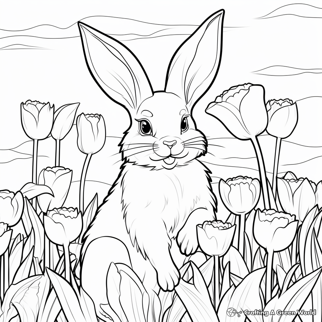 Printable Cockatiel and Tulips Coloring Pages for Artists 2