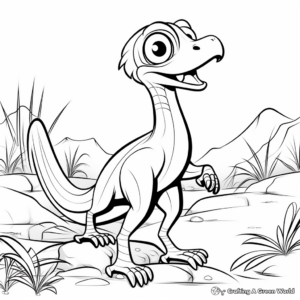 Printable Compysognathus in the Wild Coloring Pages 1