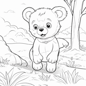 Printable Cute Teddy Bear Hunt Coloring Pages 1