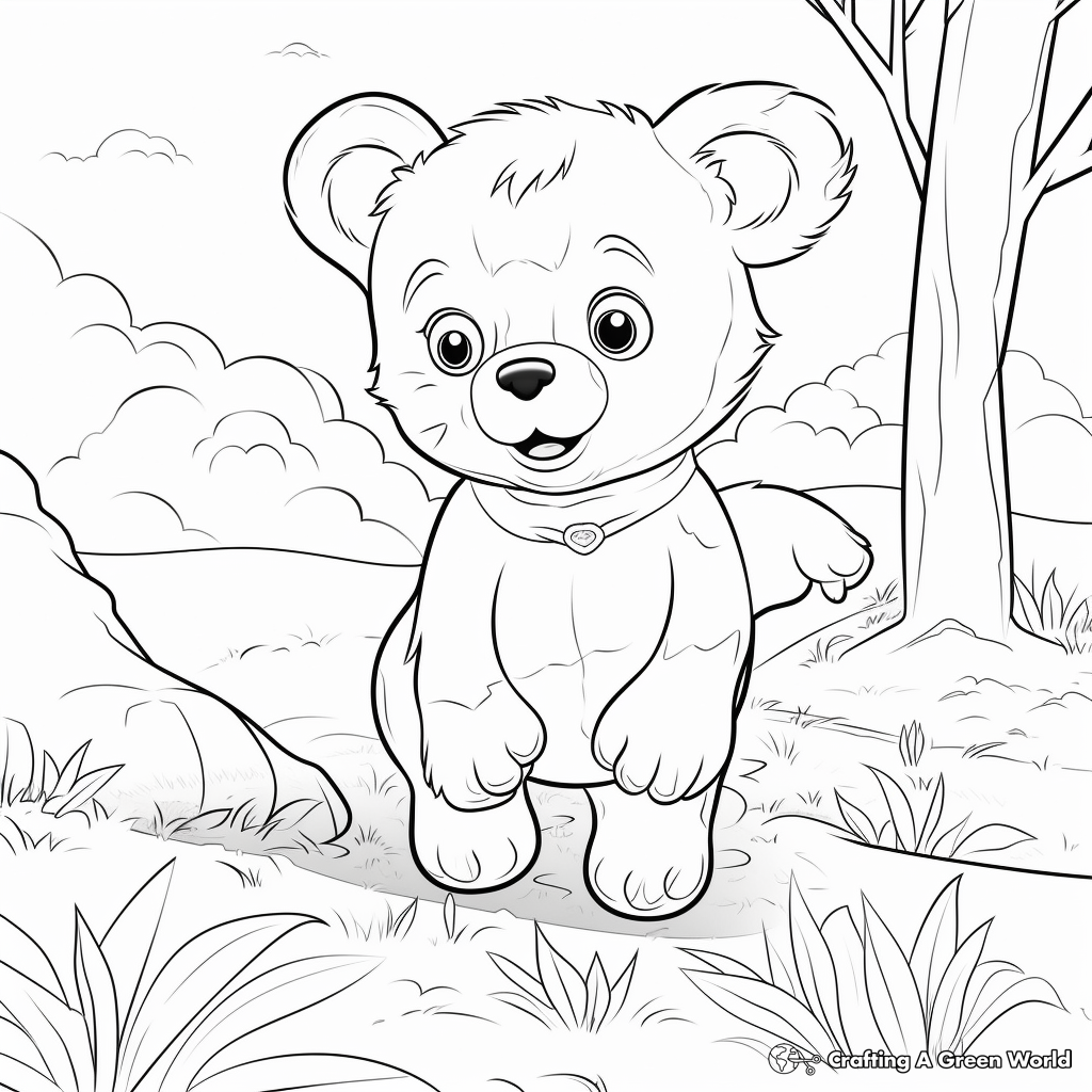 Printable Cute Teddy Bear Hunt Coloring Pages 1