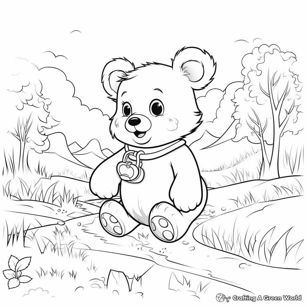 Printable Cute Teddy Bear Hunt Coloring Pages 2