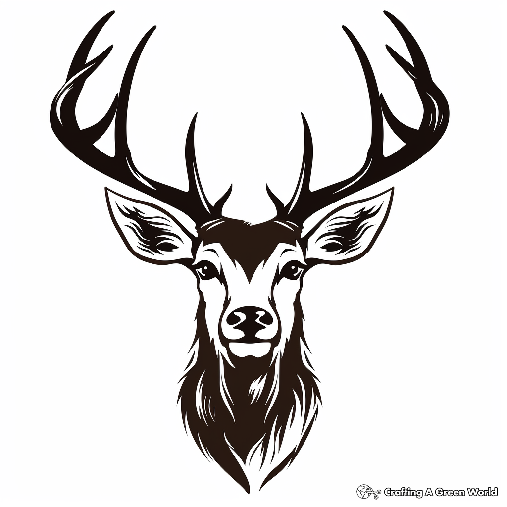 Printable Deer Head Silhouette Coloring Pages 1