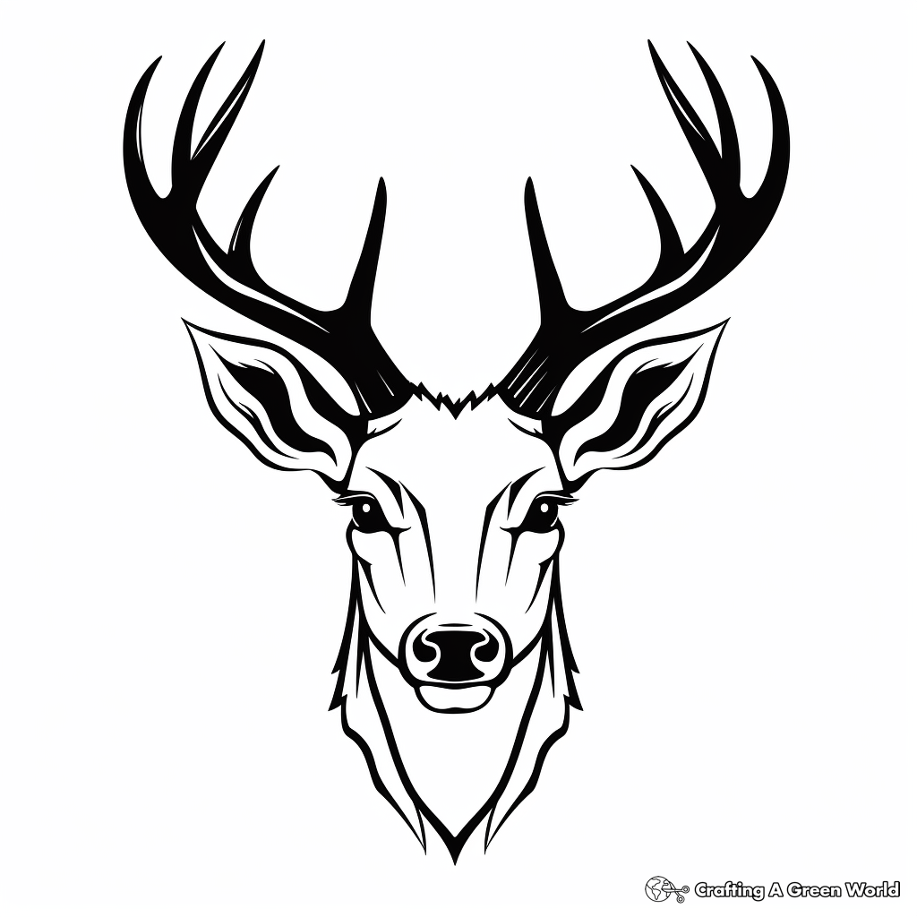 Printable Deer Head Silhouette Coloring Pages 3