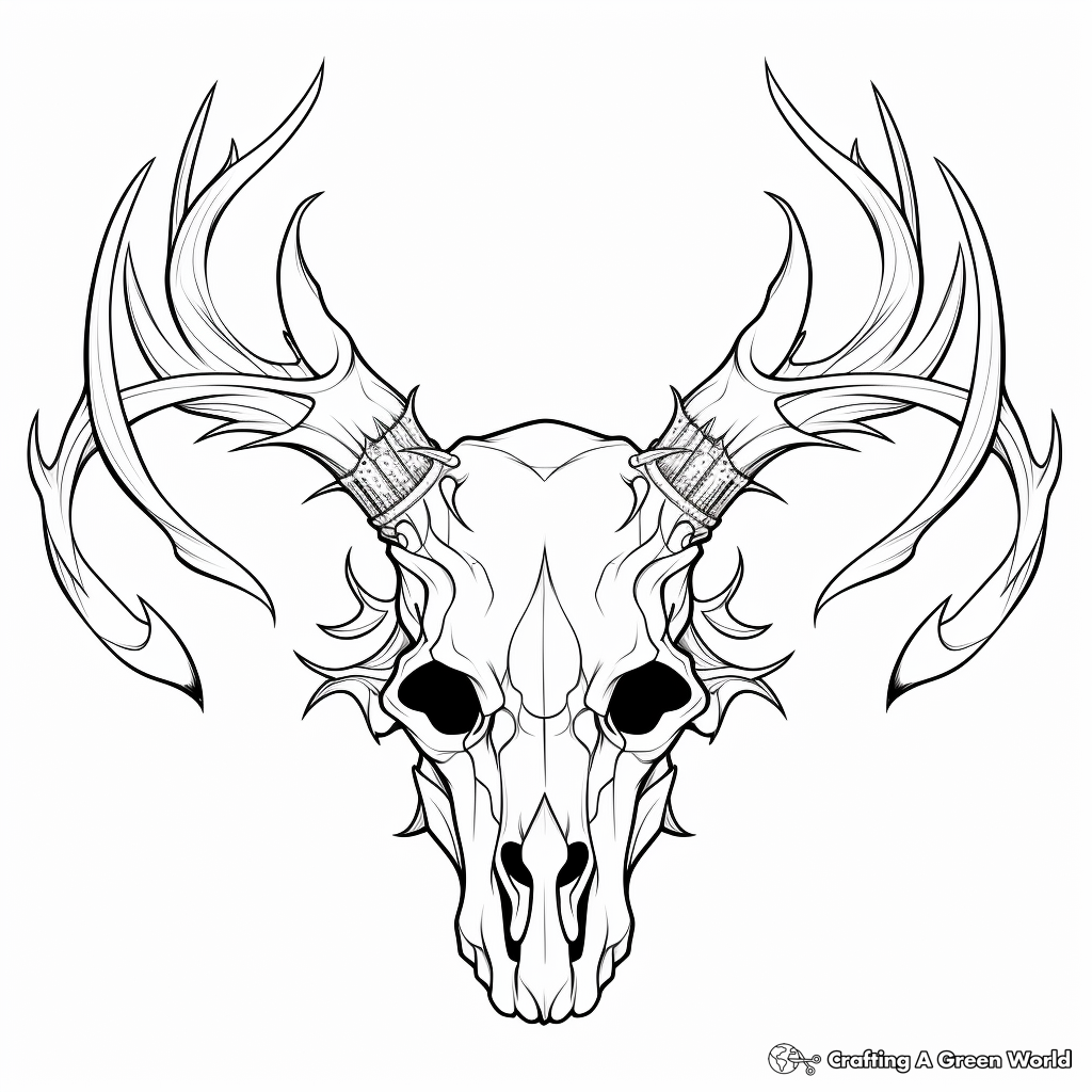 Printable Detailed Deer Skull Coloring Pages 3