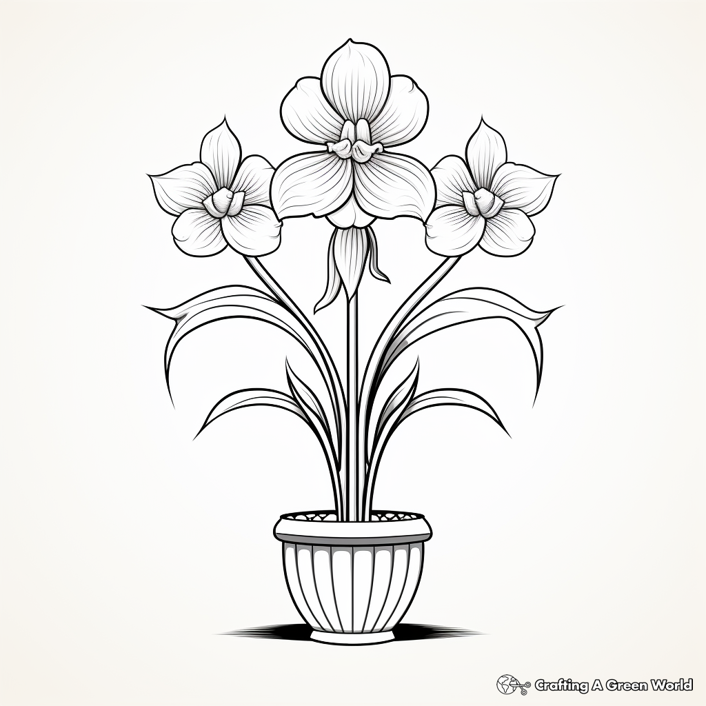 Printable Detailed Orchid Coloring Pages for Adults 1
