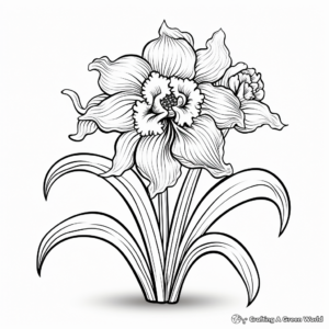 Printable Detailed Orchid Coloring Pages for Adults 3
