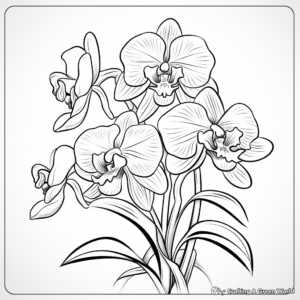 Printable Detailed Orchid Coloring Pages for Adults 4