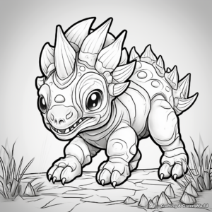Printable Detailed Triceratops Coloring Pages for Adults 1