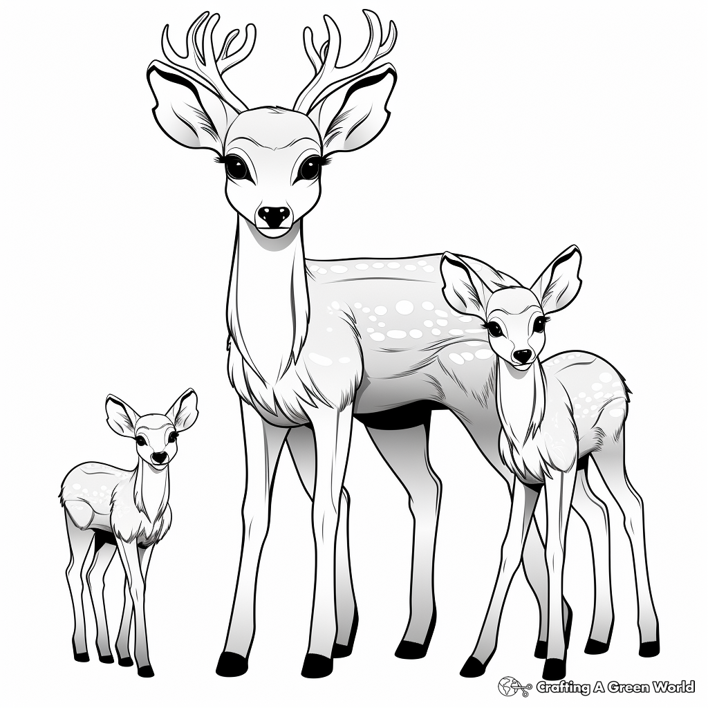 Printable Doe and Fawn Coloring Sheets 4