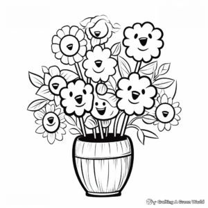 Printable Flower Arrangement Coloring Pages for Adults 1