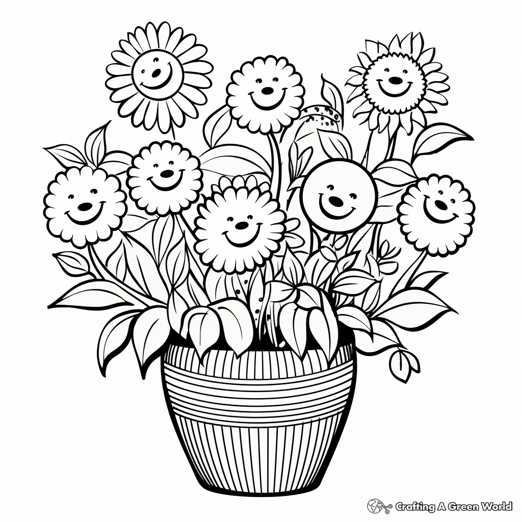 Printable Flower Arrangement Coloring Pages for Adults 2