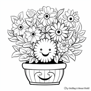 Printable Flower Arrangement Coloring Pages for Adults 3