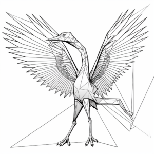 Printable Geometric Microraptor Coloring Pages for Creatives 1