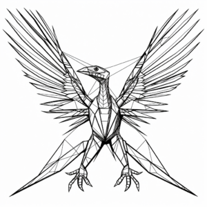 Printable Geometric Microraptor Coloring Pages for Creatives 2