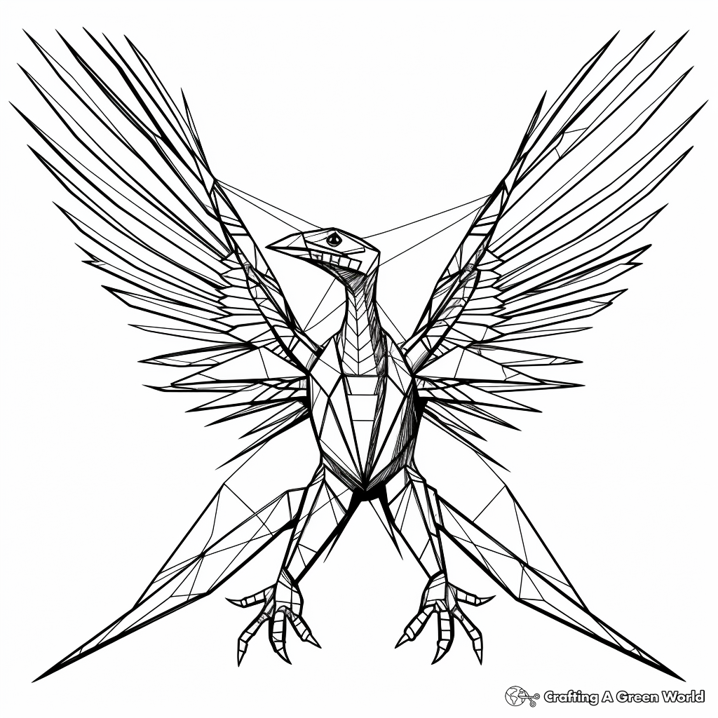Printable Geometric Microraptor Coloring Pages for Creatives 2