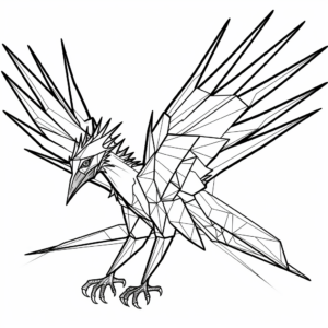 Printable Geometric Microraptor Coloring Pages for Creatives 4
