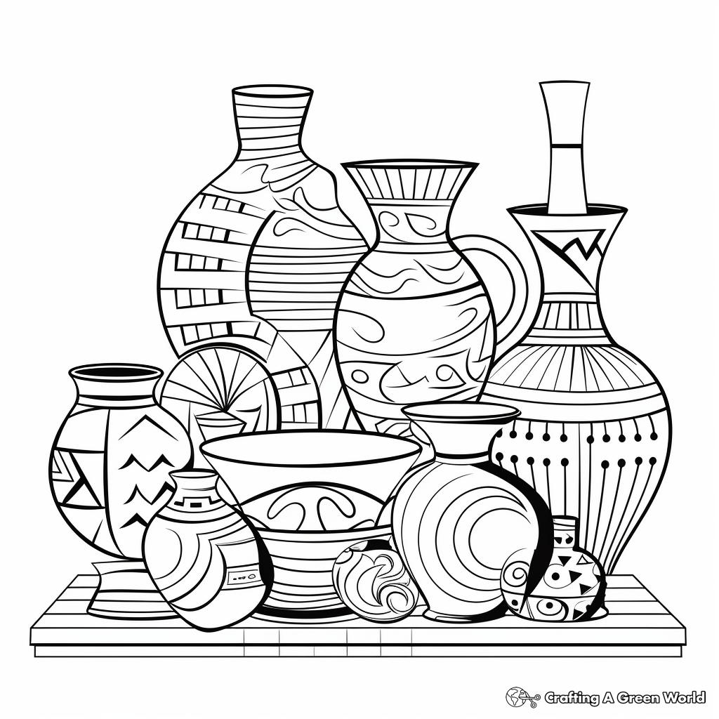 Printable Geometric Pottery Designs Coloring Pages 1