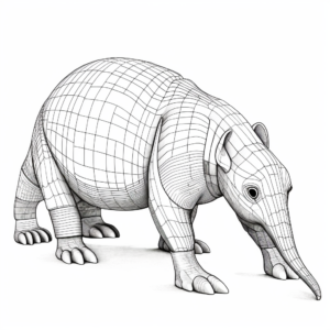 Printable Giant Anteater and Armadillo Side by Side Coloring Pages 1