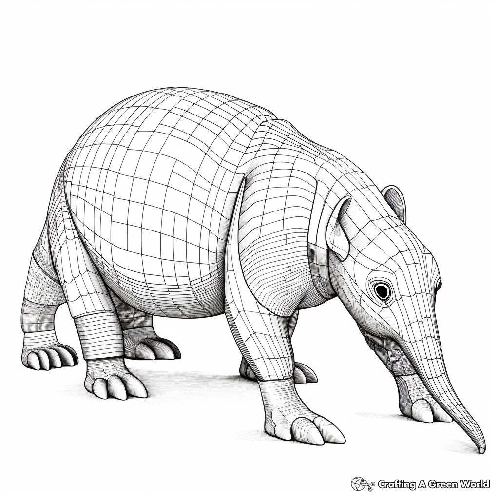 Printable Giant Anteater and Armadillo Side by Side Coloring Pages 1