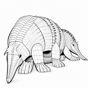 Printable Giant Anteater and Armadillo Side by Side Coloring Pages 3