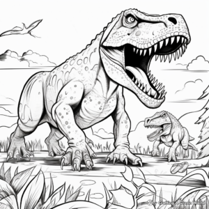 Printable Giganotosaurus and T Rex Coloring Pages for Artists 1