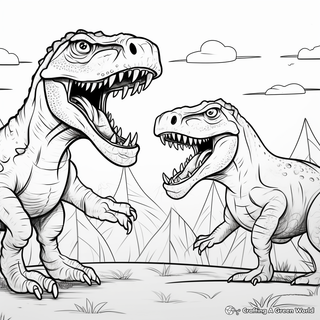 Printable Giganotosaurus and T Rex Coloring Pages for Artists 3