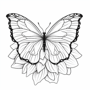 Printable Half Butterfly, Half Dahlia Coloring Pages 3