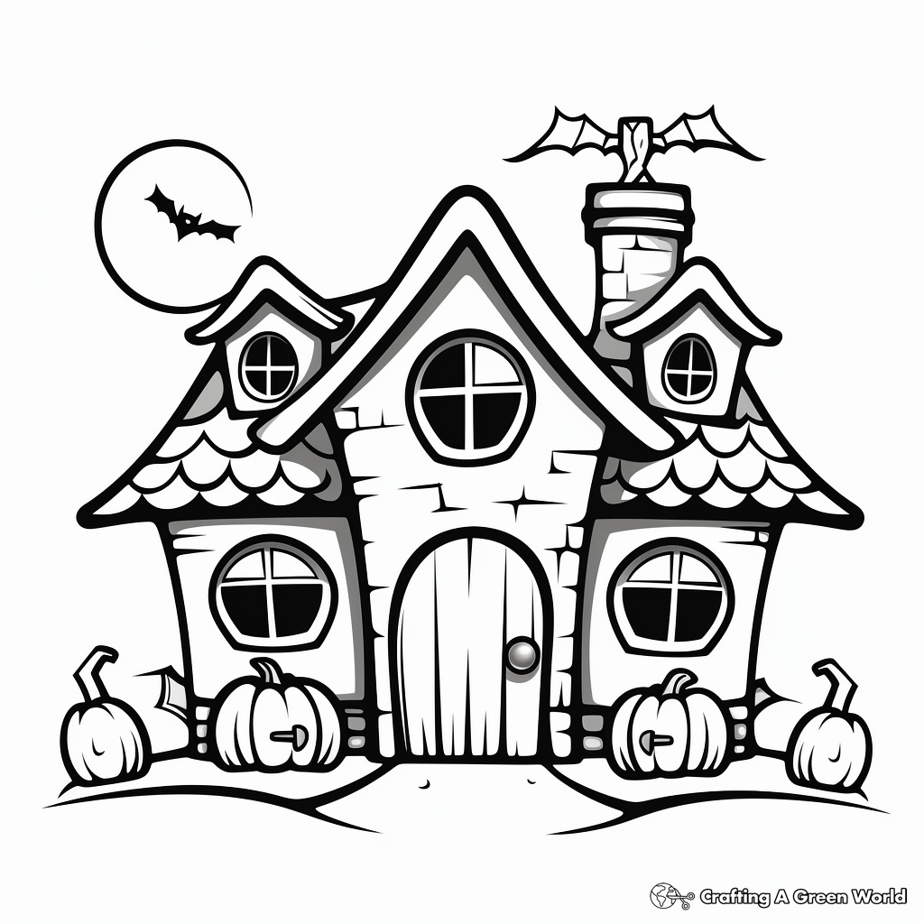 Printable Haunted House Halloween Coloring Pages 2