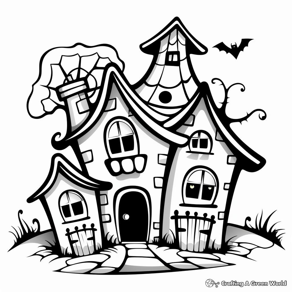Printable Haunted House Halloween Coloring Pages 3