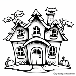 Printable Haunted House Halloween Coloring Pages 4