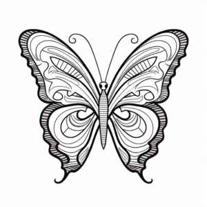 Printable Heart Shaped Butterfly Coloring Pages 1
