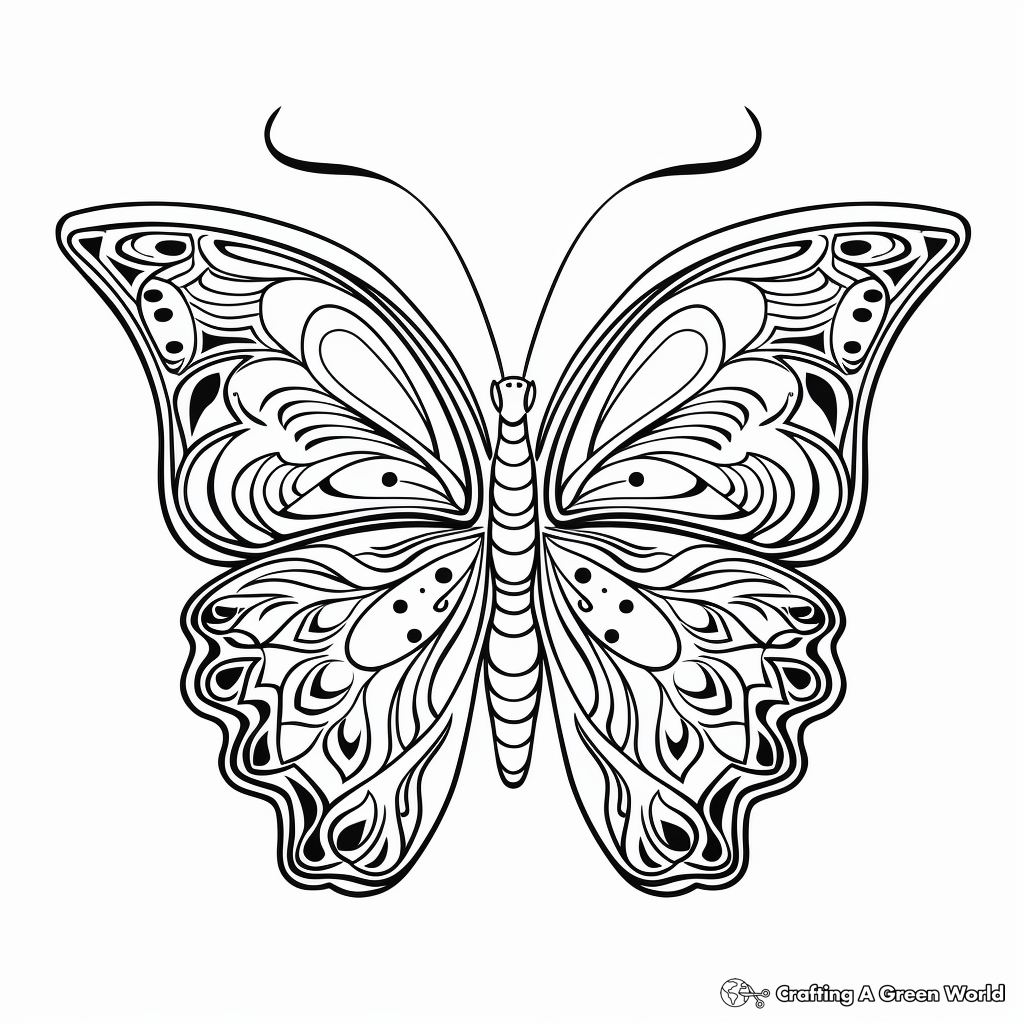 Printable Heart Shaped Butterfly Coloring Pages 4
