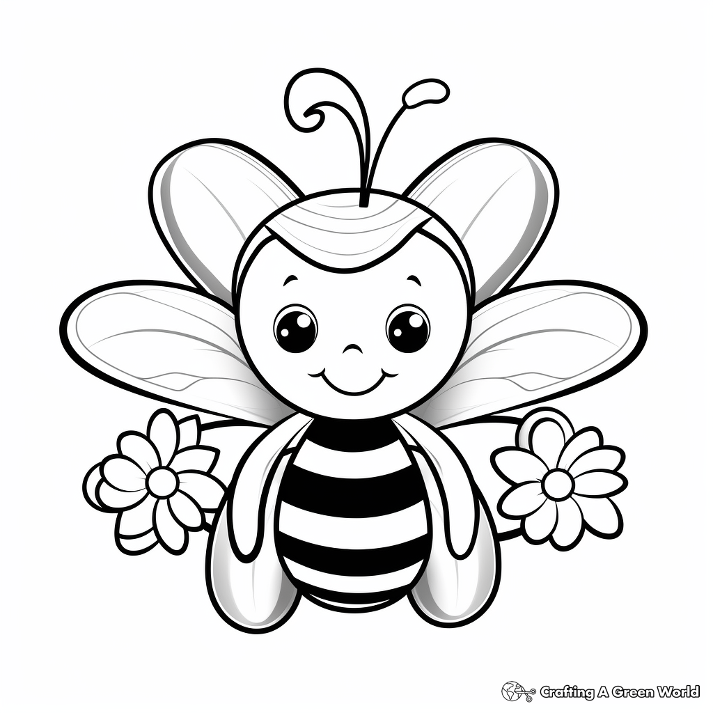 Printable Honeybee and Daisy Coloring Pages 1