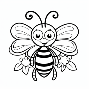 Printable Honeybee and Daisy Coloring Pages 2
