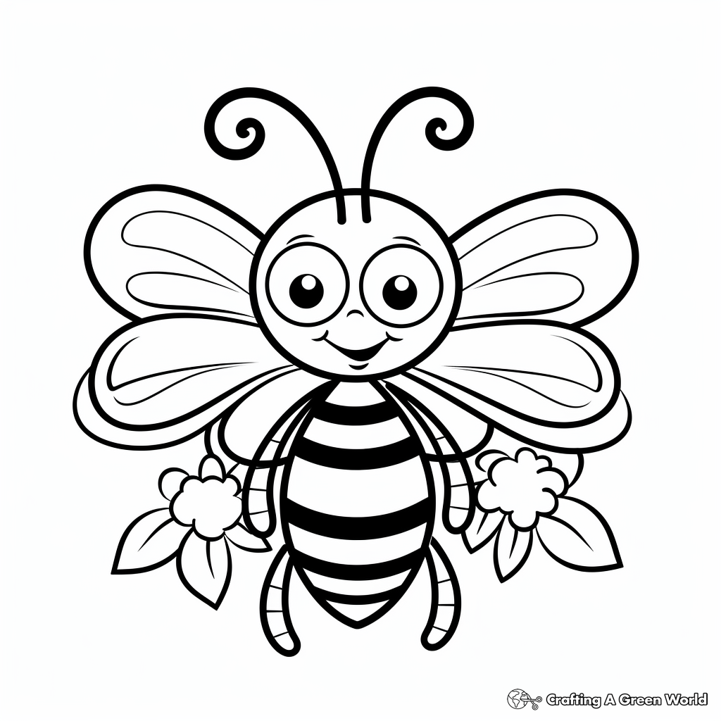 Printable Honeybee and Daisy Coloring Pages 2