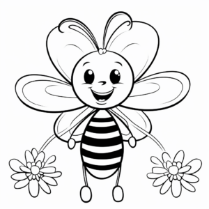 Printable Honeybee and Daisy Coloring Pages 4