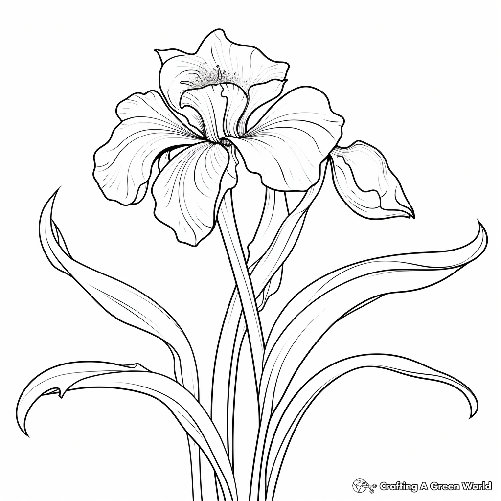 Printable Iris Flower Coloring Pages for Artists 2