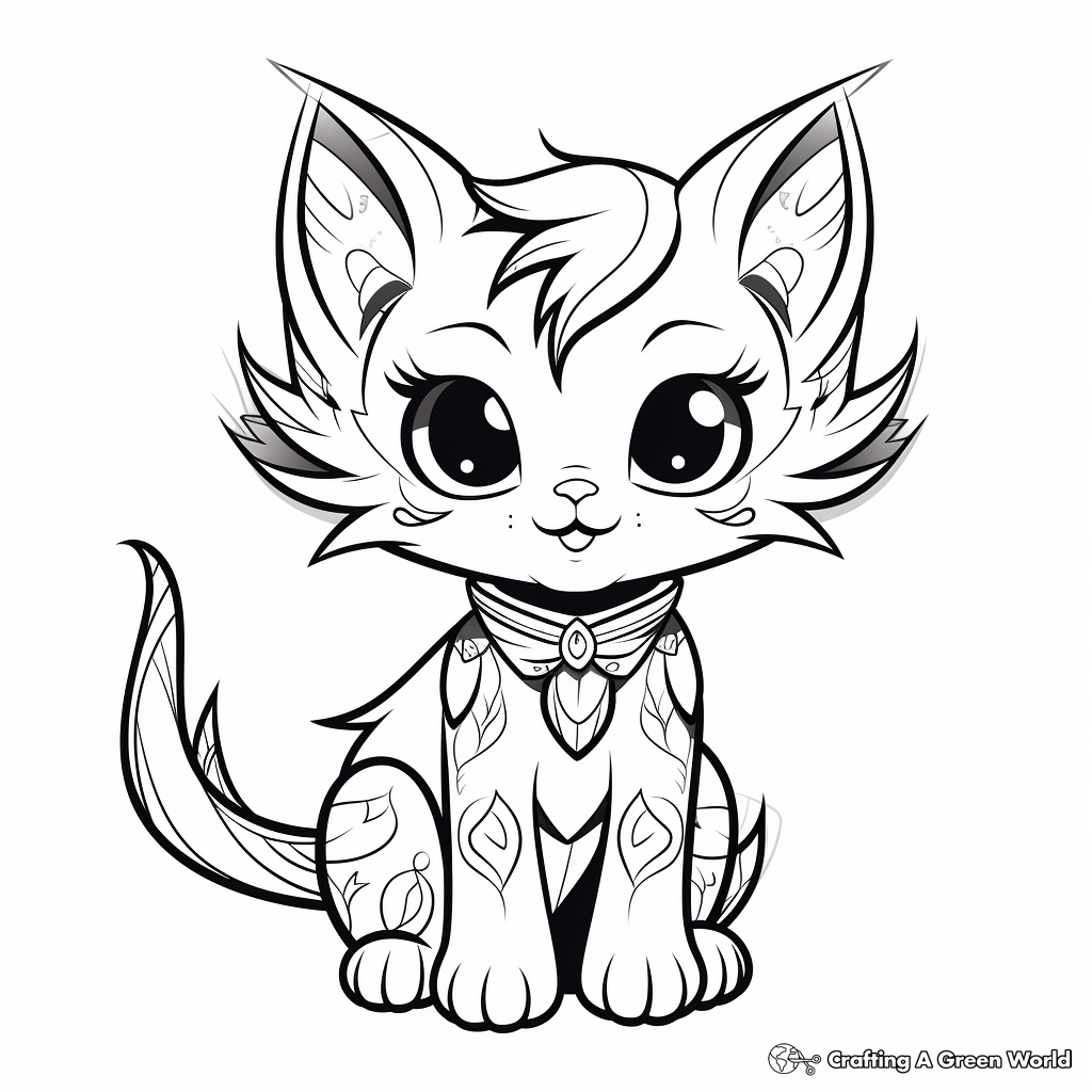 Printable Kitty Fairy and Pet Friends Coloring Pages 1