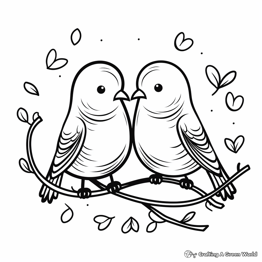 Printable Love Bird Themed Coloring Pages 1