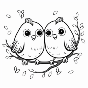 Printable Love Bird Themed Coloring Pages 2