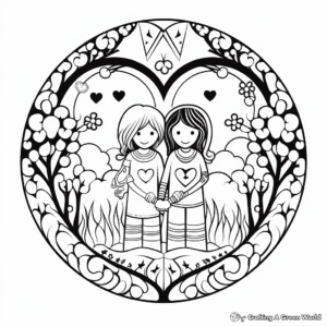 Printable Love Mandala Coloring Pages for Artists 1