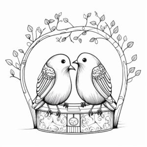 Printable Lovebirds in Bird Cage Coloring Pages 1