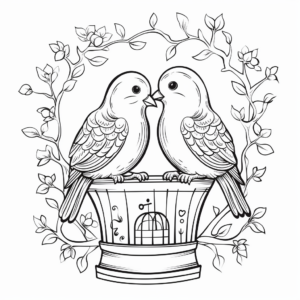 Printable Lovebirds in Bird Cage Coloring Pages 4