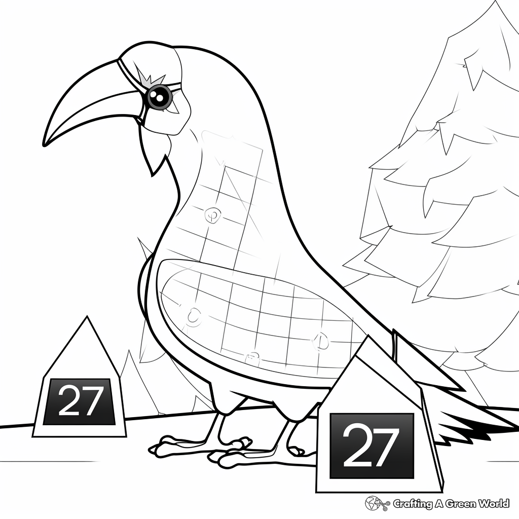 Printable Mountain Toucan Color by Numbers 1