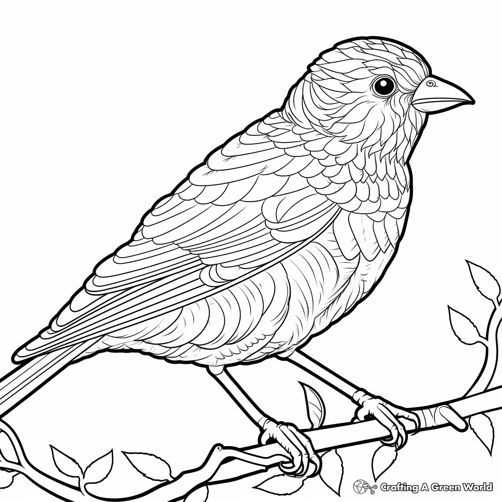 Printable Outline American Goldfinch Coloring Pages 1