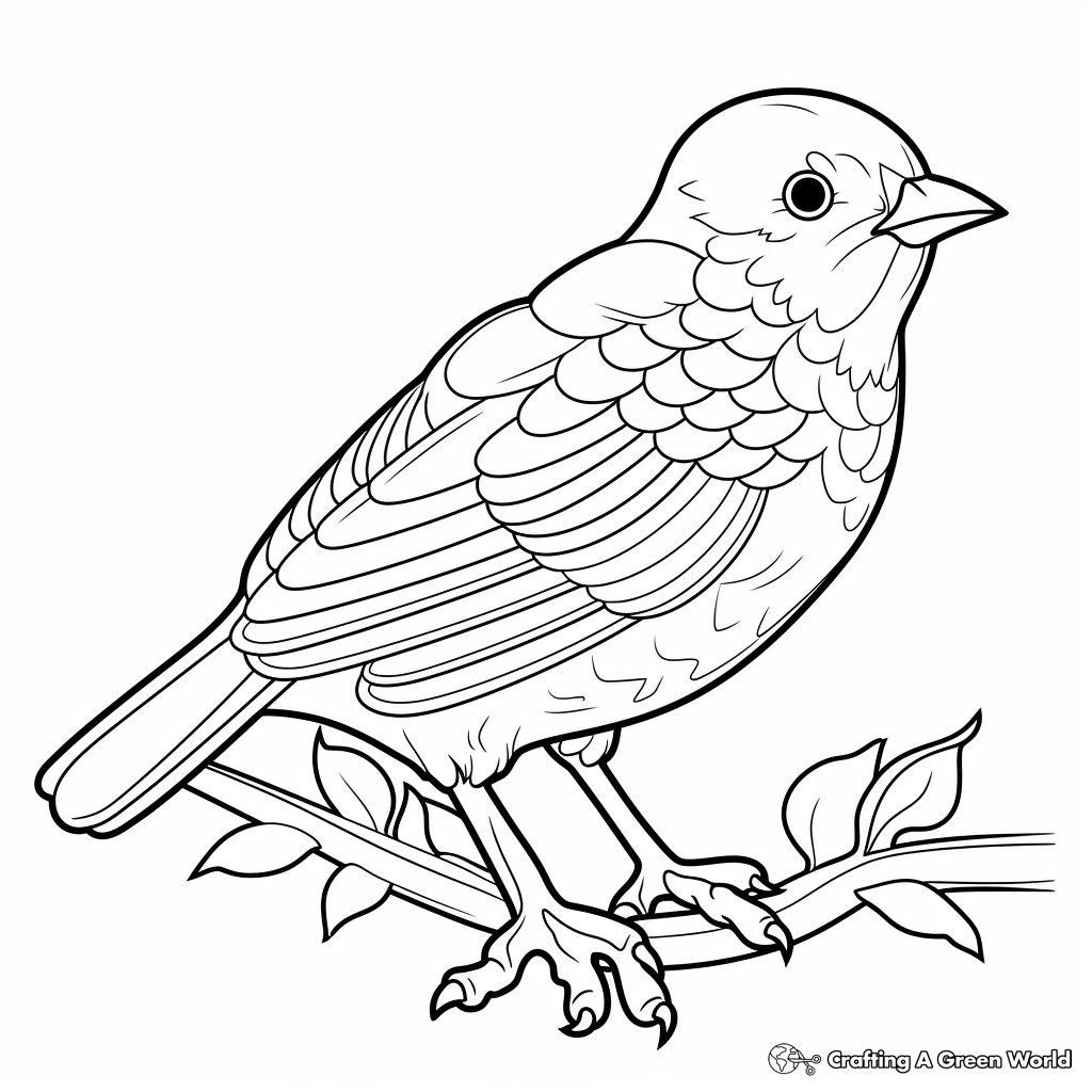 Printable Outline American Goldfinch Coloring Pages 2