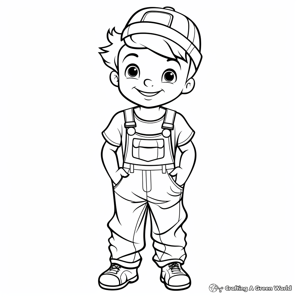Printable Overalls Coloring Pages for Kids and Adults 1