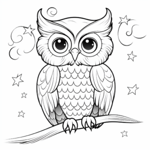 Printable Owl and Moonlight Coloring Pages 1