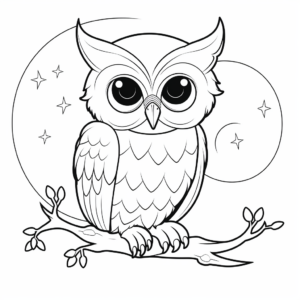 Printable Owl and Moonlight Coloring Pages 2