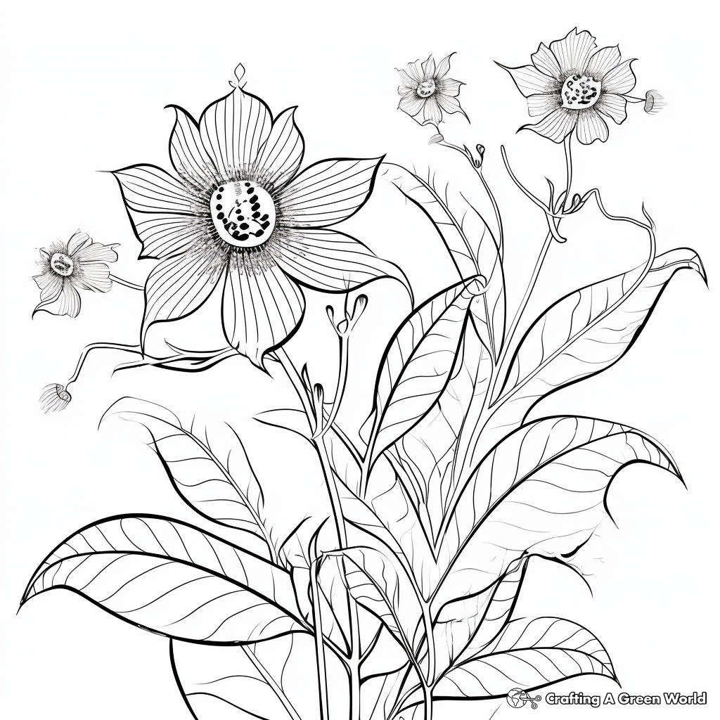 Printable Passion Flower Vine Coloring Pages for Artists 1